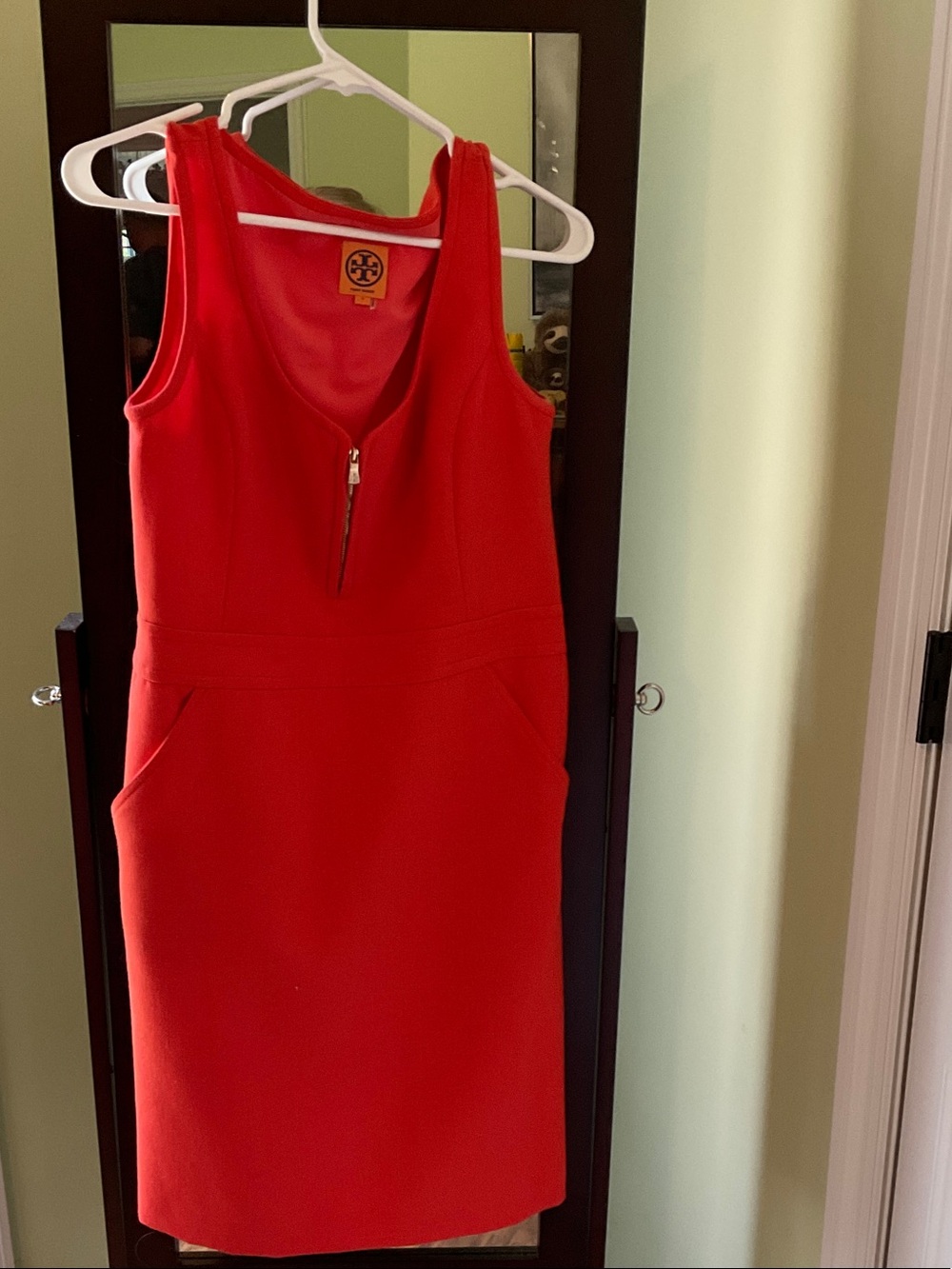 Tory Burch Sleeveless Red Zip-Front Sheath Dress